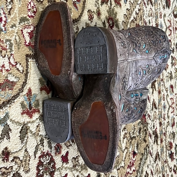 Womens Corral Vintage Turquoise Inlay & Stud Cowgirl Boots A1149 - Picture 11 of 15